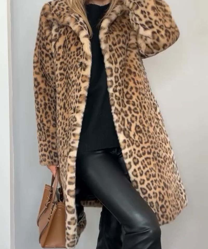 Leia - Dlouhý kabát s leopardím vzorem