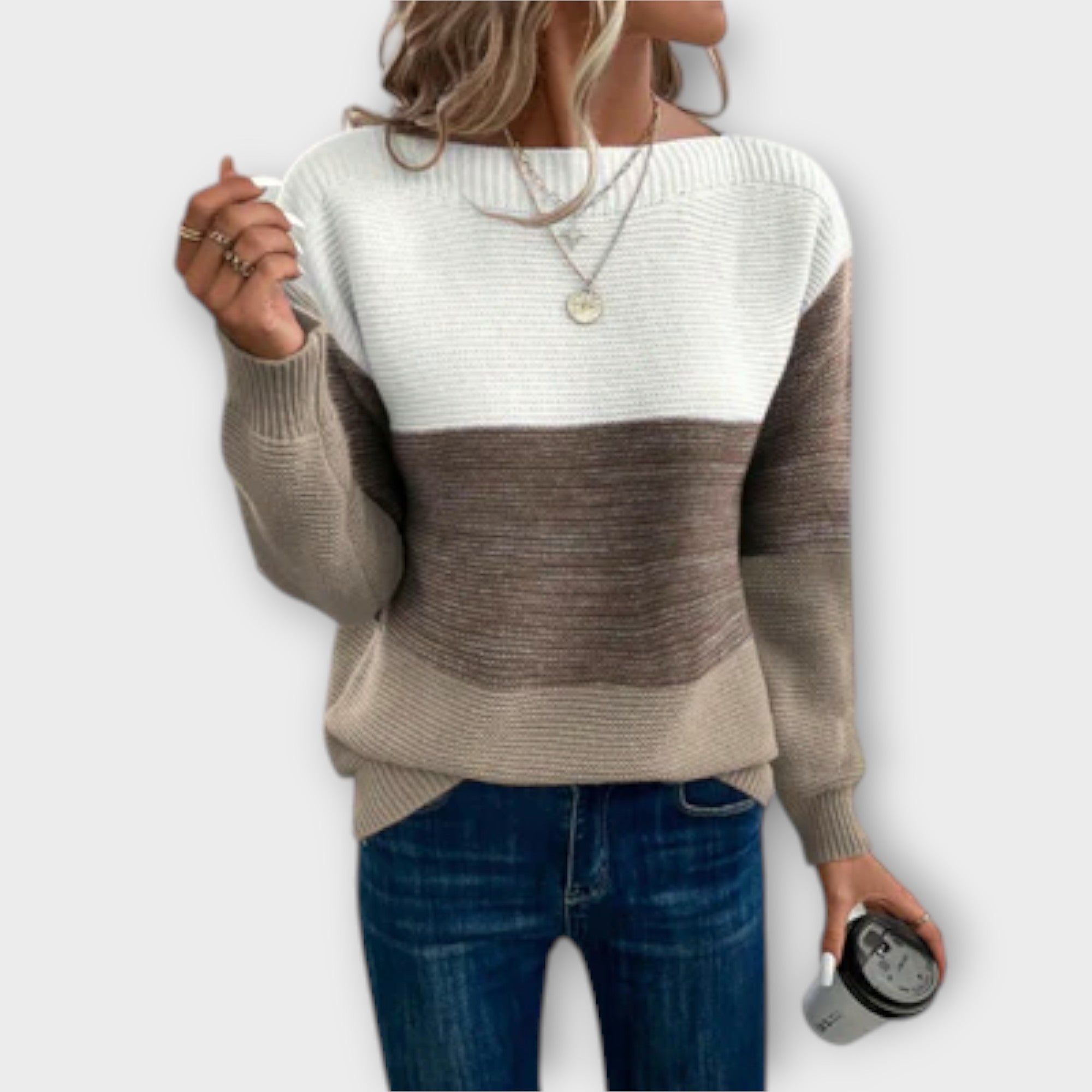 Clara - Elegant patchwork sweater in three colours