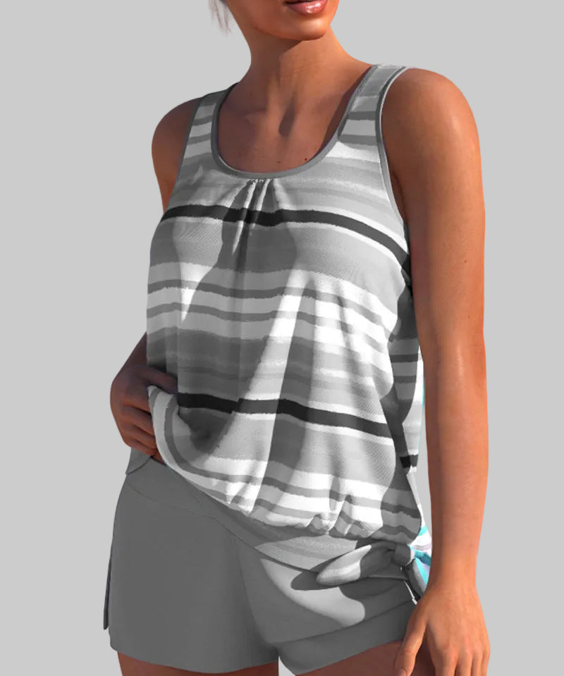 Aneta - Tankini s výstřihem do U a pruhovaným designem