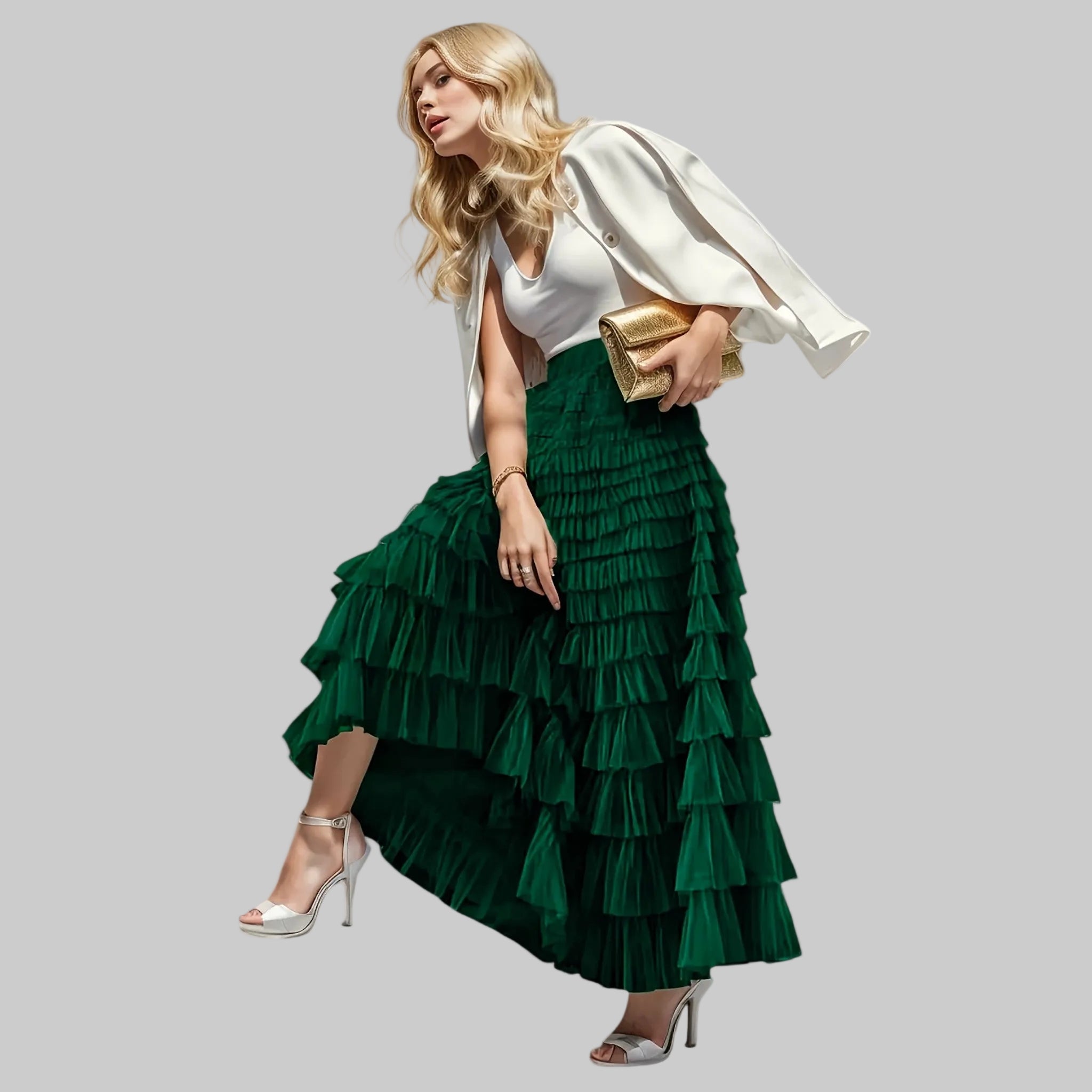 Kristýna - Elegantní Sukně s Tylovou Dekorativní Detail