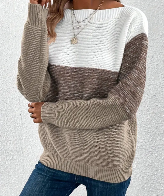 Calista - Stylový svetr s dlouhým rukávem a volnými rameny