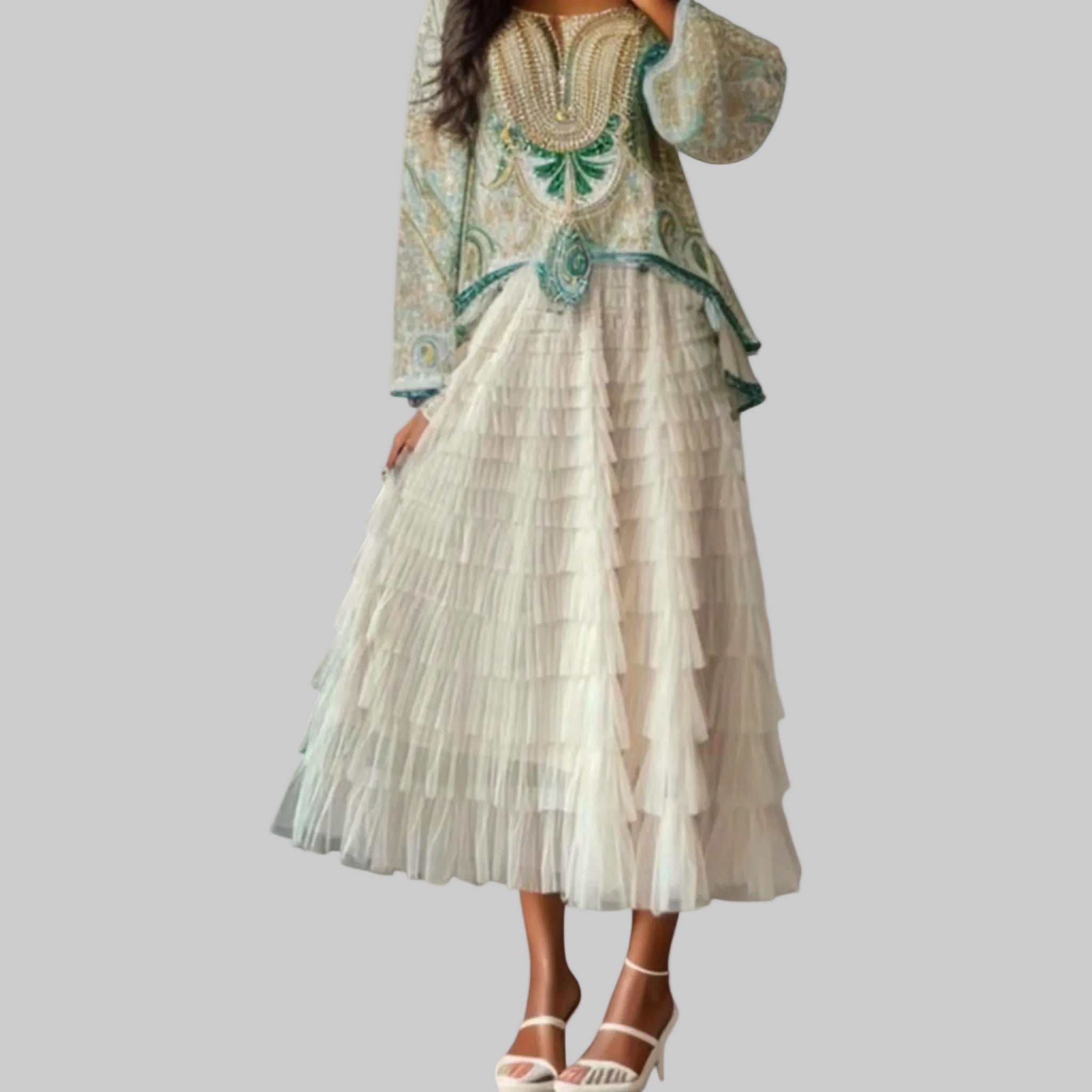 Kristýna - Elegantní Sukně s Tylovou Dekorativní Detail
