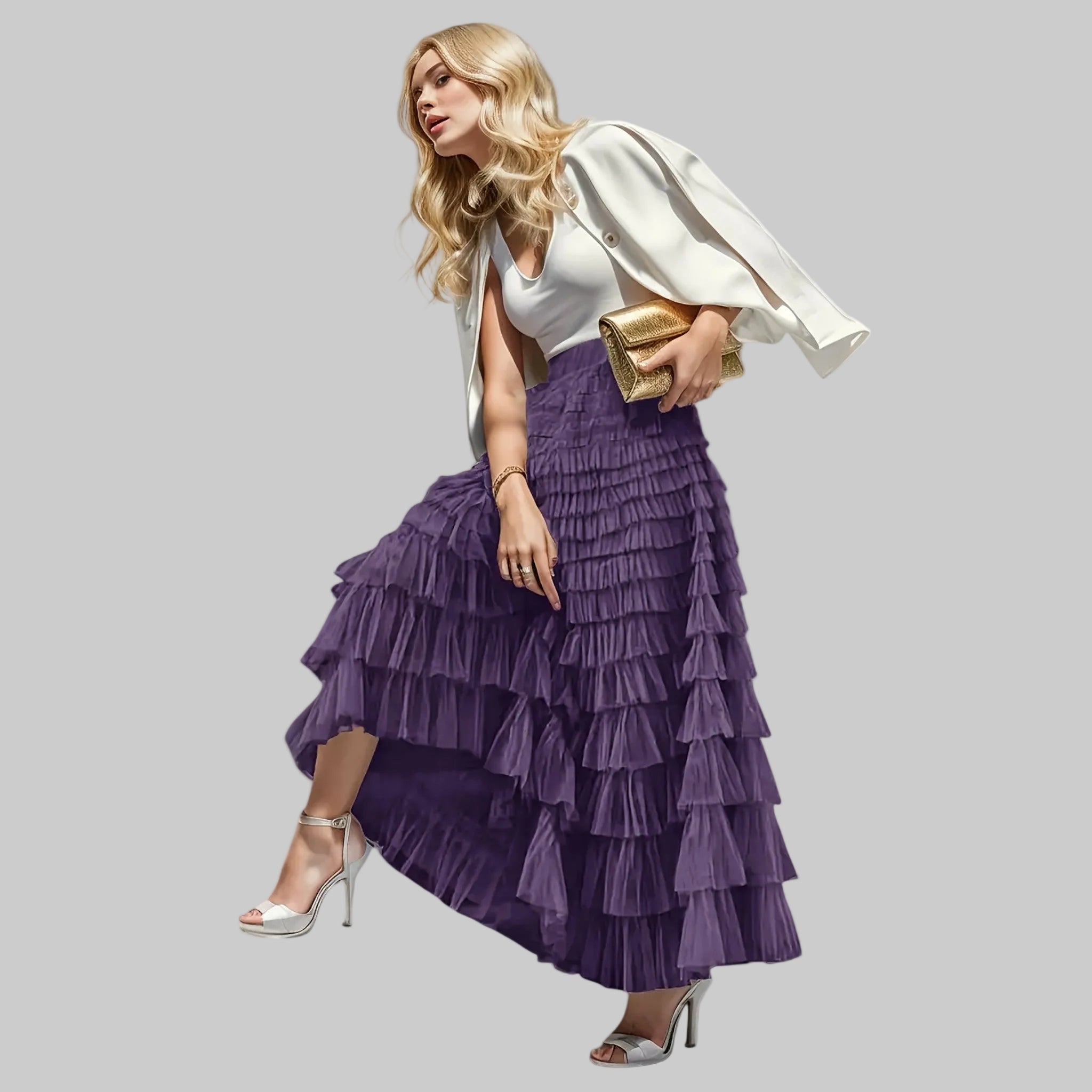 Kristýna - Elegantní Sukně s Tylovou Dekorativní Detail