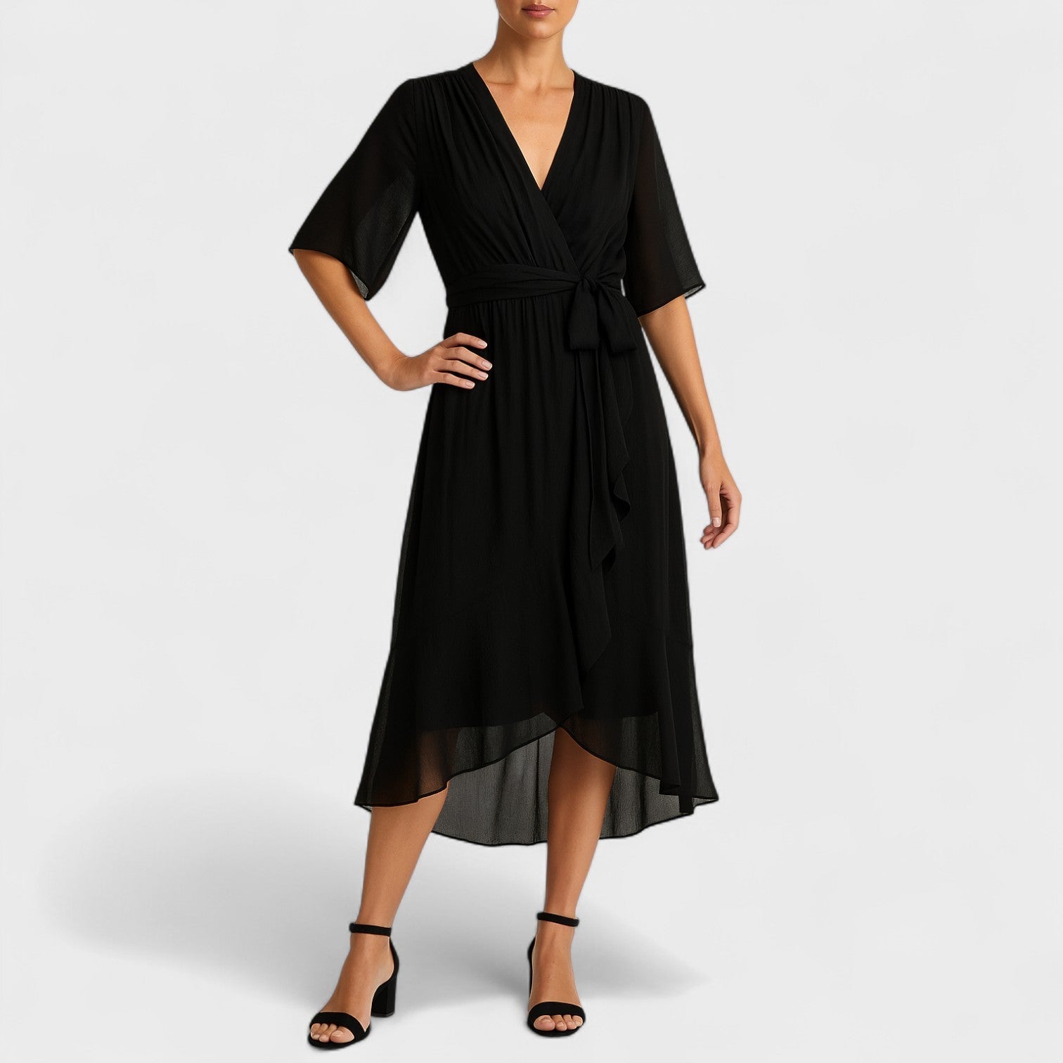 Ialina – Elegantní šaty s vázáním v pase