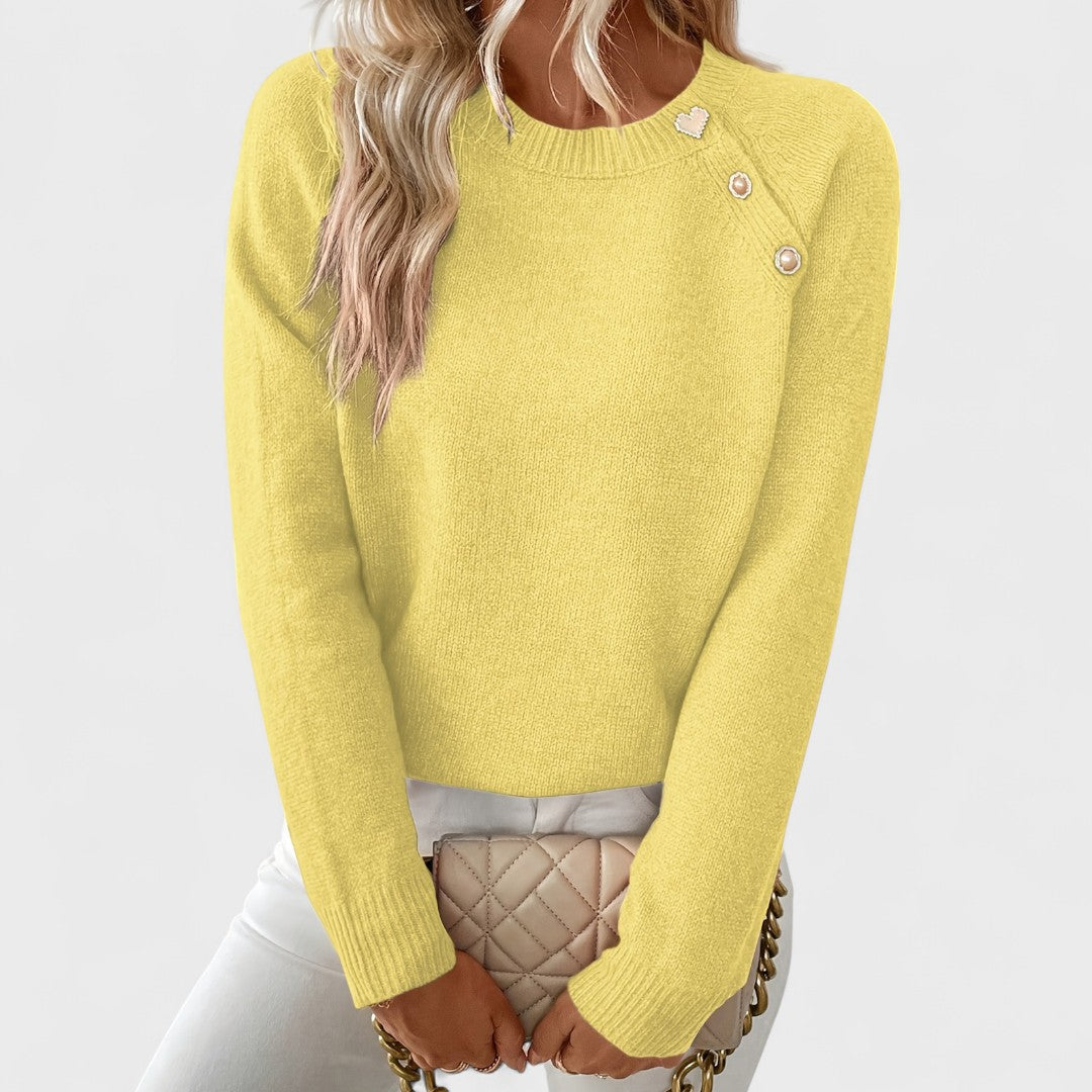 Roxanne - Stylový dámský asymetrický svetr s jedním ramenem a knoflíky