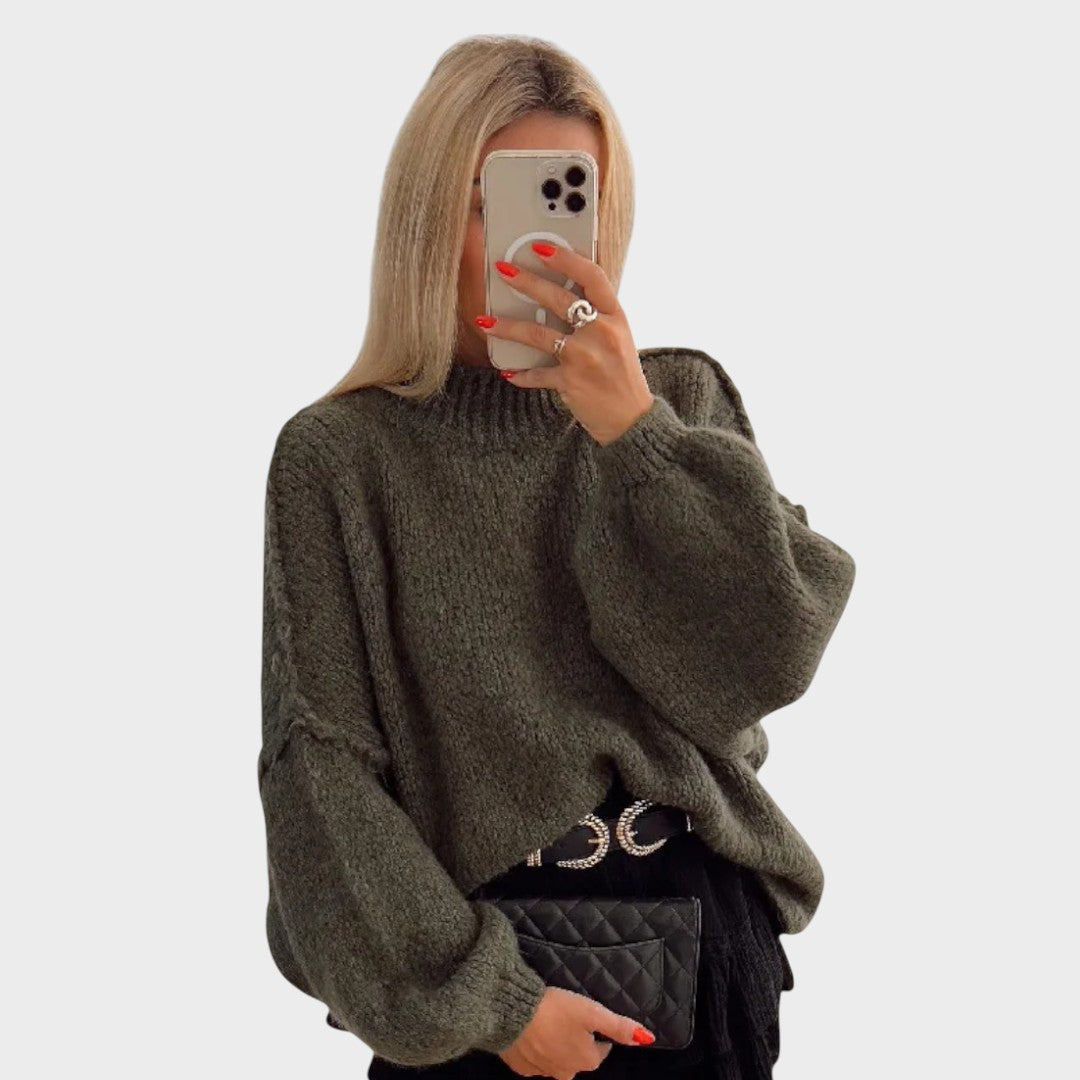 Carly | Oversized Knit Sweater with Balloon Sleeves