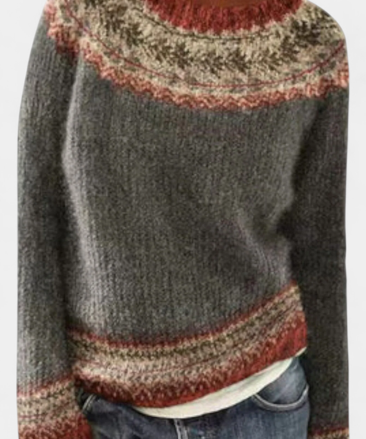 Jolessa Knitted Jumper with Nordic Print