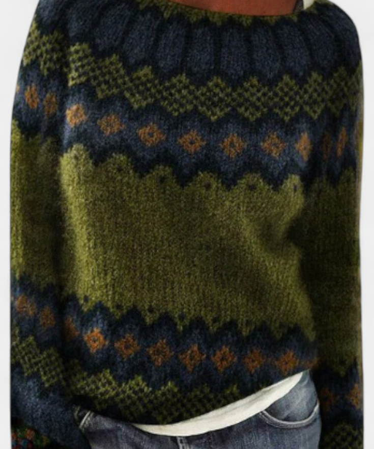 Jolessa Knitted Jumper with Nordic Print