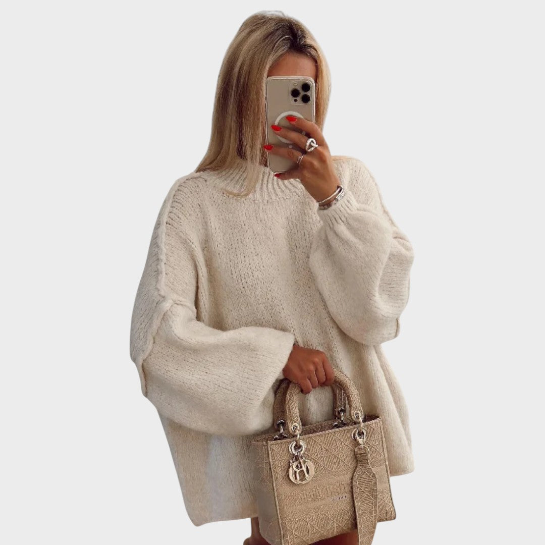 Carly | Oversized Pletený Svetr s Balónovými Rukávy